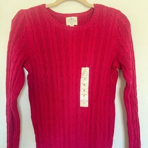 St. John's Bay Pink Cable Knit Crewneck Sweater Size M